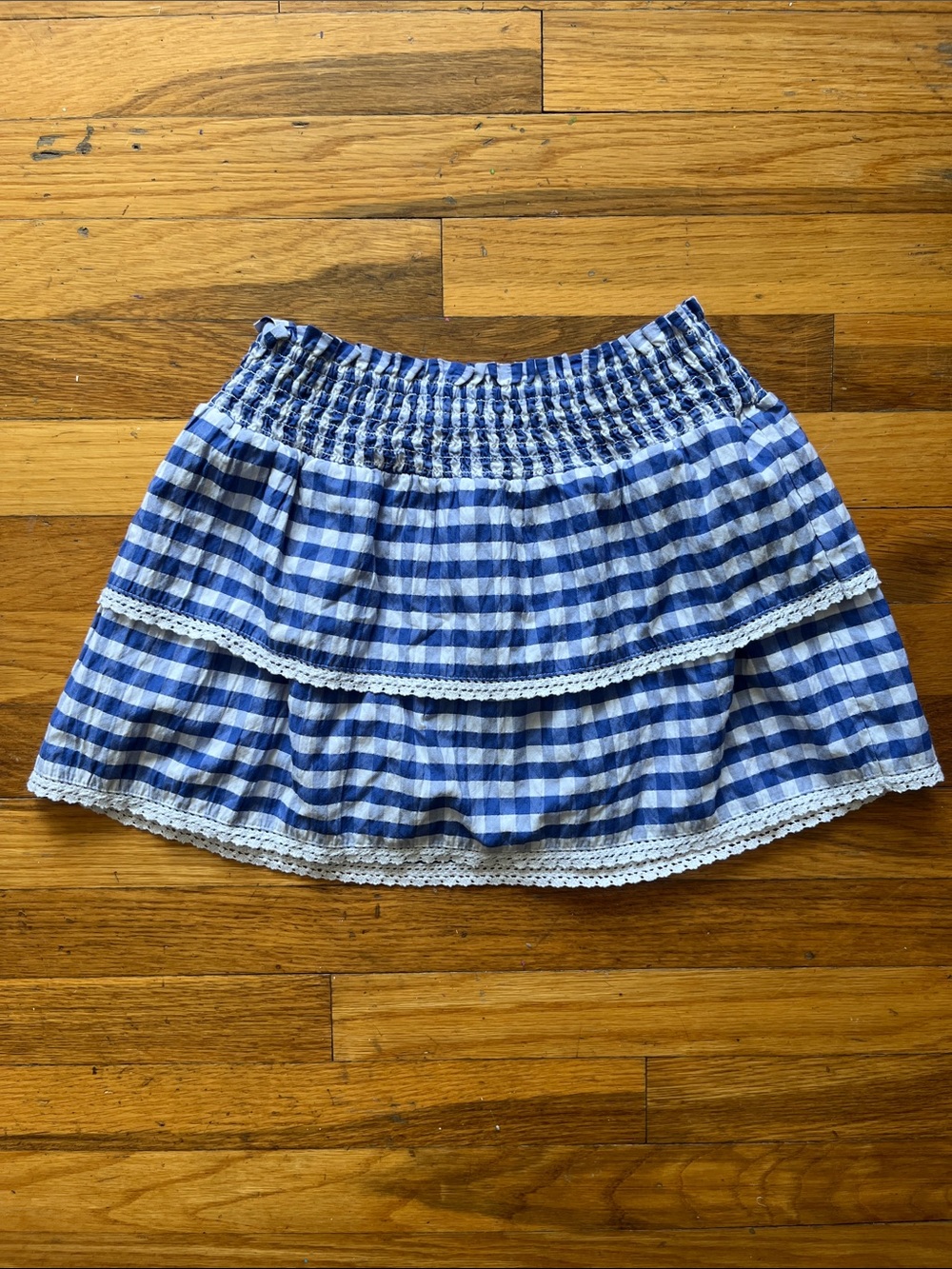 Blue Gingham Tiered Skirt